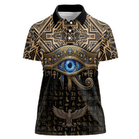 Egypt Eye of Horus Women Polo Shirt Hieroglyphics Patterns Retro Style