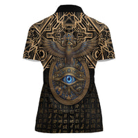 Egypt Eye of Horus Women Polo Shirt Hieroglyphics Patterns Retro Style
