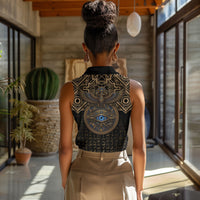 Egypt Eye of Horus Women Sleeveless Polo Shirt Hieroglyphics Patterns Retro Style