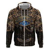 Egypt Eye of Horus Zip Hoodie Hieroglyphics Patterns Retro Style