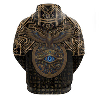 Egypt Eye of Horus Zip Hoodie Hieroglyphics Patterns Retro Style