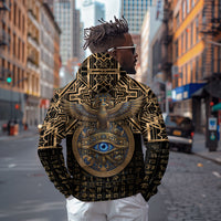 Egypt Eye of Horus Zip Hoodie Hieroglyphics Patterns Retro Style