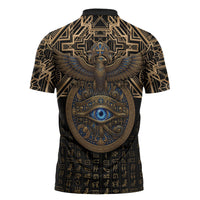 Egypt Eye of Horus Zipper Polo Shirt Hieroglyphics Patterns Retro Style