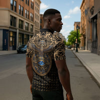 Egypt Eye of Horus Zipper Polo Shirt Hieroglyphics Patterns Retro Style