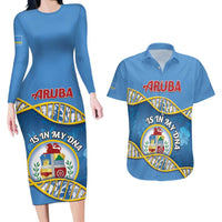 Personalized Aruba Is In My DNA Couples Matching Long Sleeve Bodycon Dress and Hawaiian Shirt - Wonder Print Shop