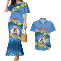 Personalized Aruba Is In My DNA Couples Matching Mermaid Dress and Hawaiian Shirt - Wonder Print Shop