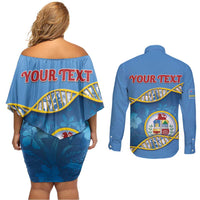 Personalized Aruba Is In My DNA Couples Matching Off Shoulder Short Dress and Long Sleeve Button Shirt - Wonder Print Shop