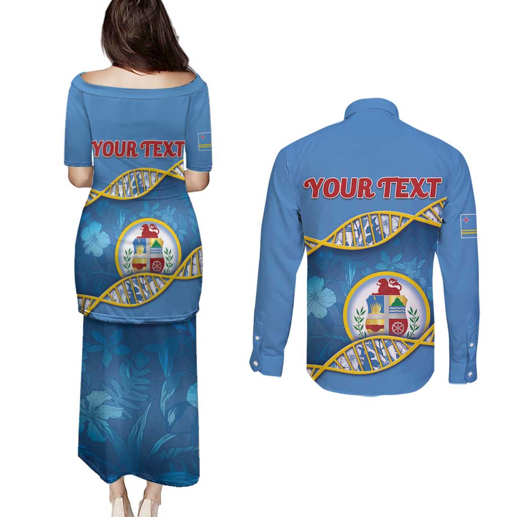 Personalized Aruba Is In My DNA Couples Matching Puletasi and Long Sleeve Button Shirt - Wonder Print Shop