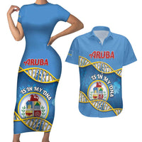 Personalized Aruba Is In My DNA Couples Matching Short Sleeve Bodycon Dress and Hawaiian Shirt - Wonder Print Shop
