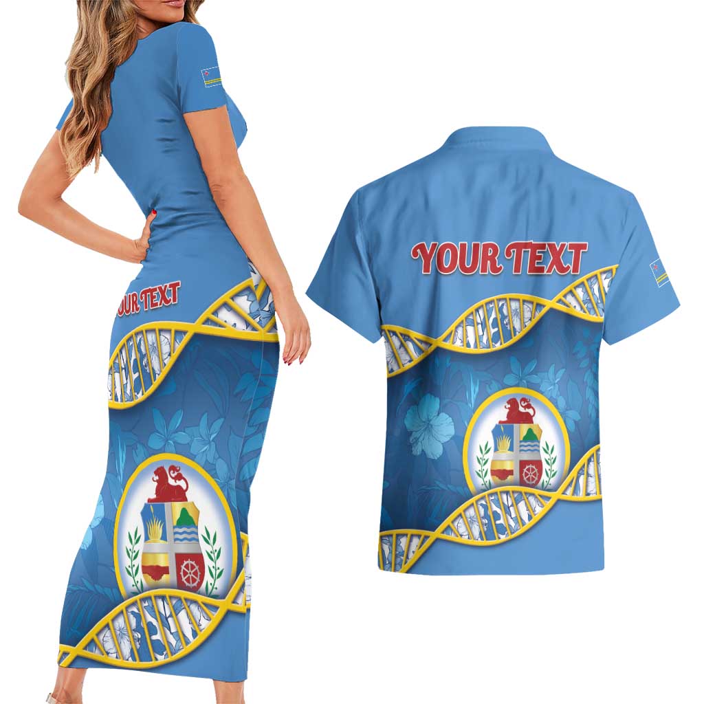Personalized Aruba Is In My DNA Couples Matching Short Sleeve Bodycon Dress and Hawaiian Shirt - Wonder Print Shop