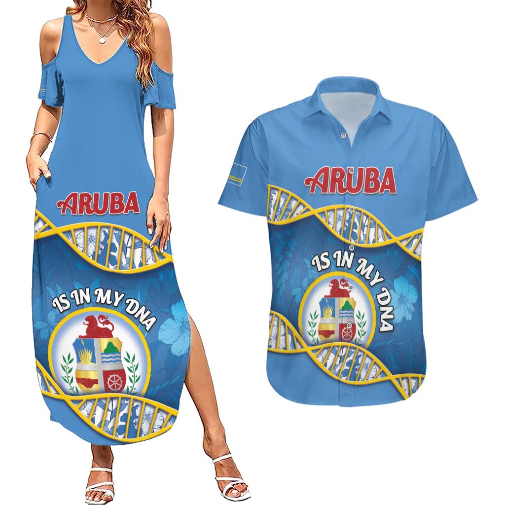 Personalized Aruba Is In My DNA Couples Matching Summer Maxi Dress and Hawaiian Shirt - Wonder Print Shop