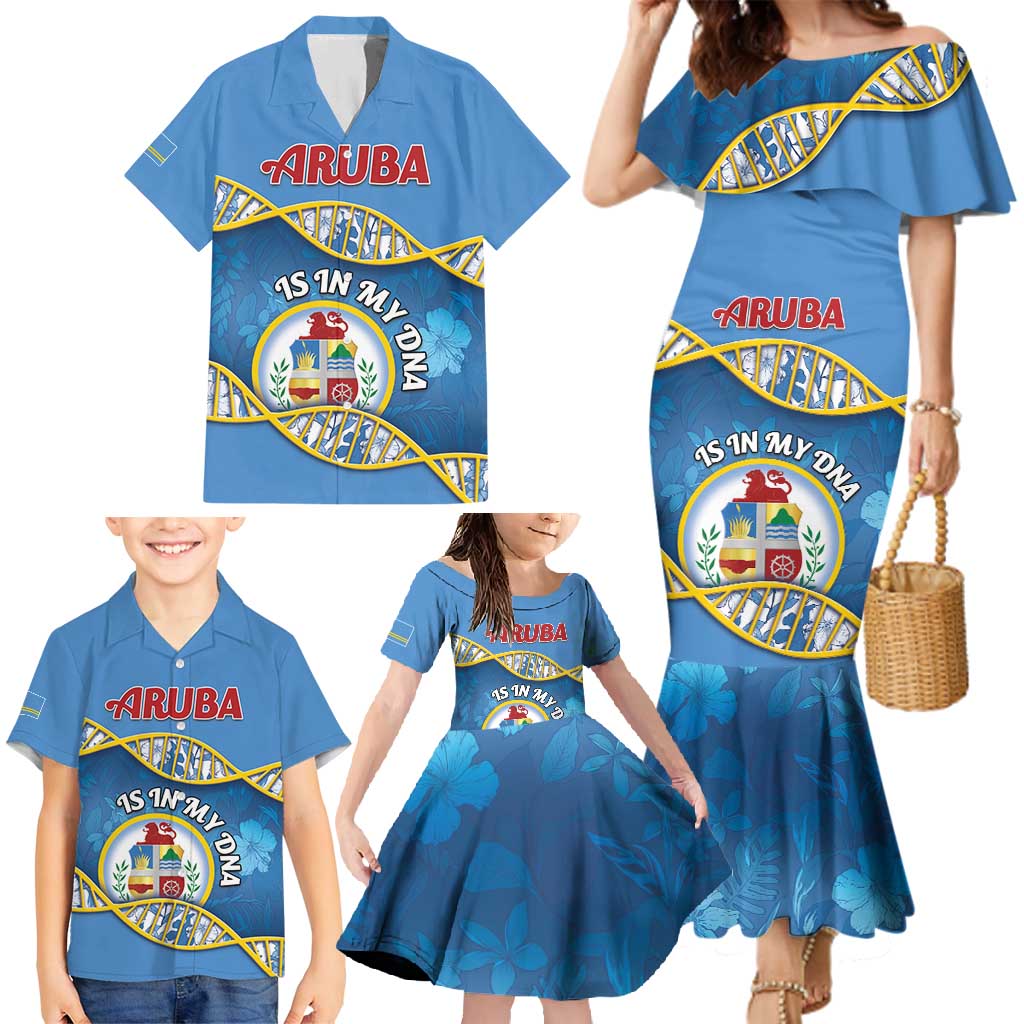Personalized Aruba Is In My DNA Family Matching Mermaid Dress and Hawaiian Shirt - Wonder Print Shop