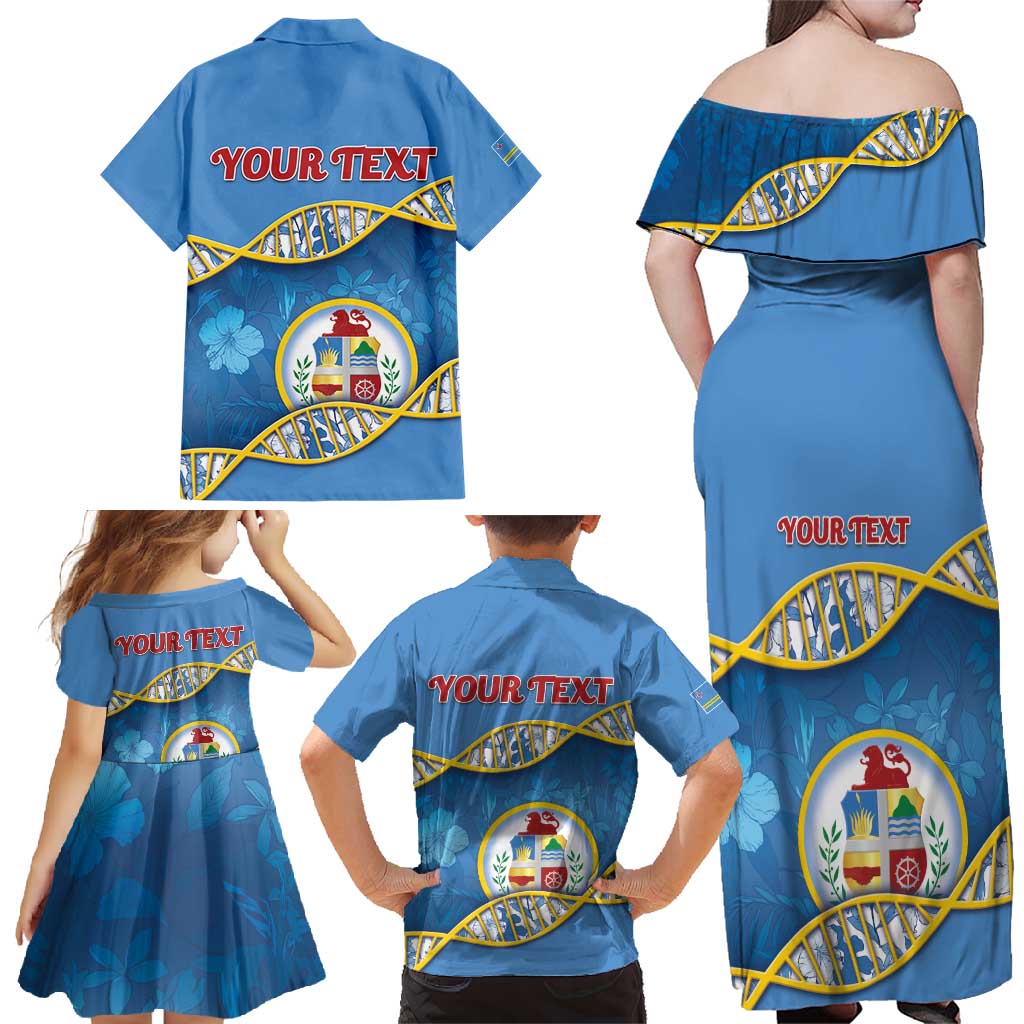 Personalized Aruba Is In My DNA Family Matching Off Shoulder Maxi Dress and Hawaiian Shirt - Wonder Print Shop