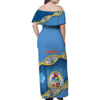 Personalized Aruba Is In My DNA Family Matching Off Shoulder Maxi Dress and Hawaiian Shirt - Wonder Print Shop