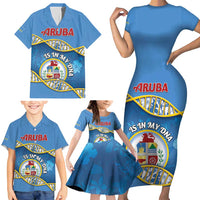 Personalized Aruba Is In My DNA Family Matching Short Sleeve Bodycon Dress and Hawaiian Shirt - Wonder Print Shop