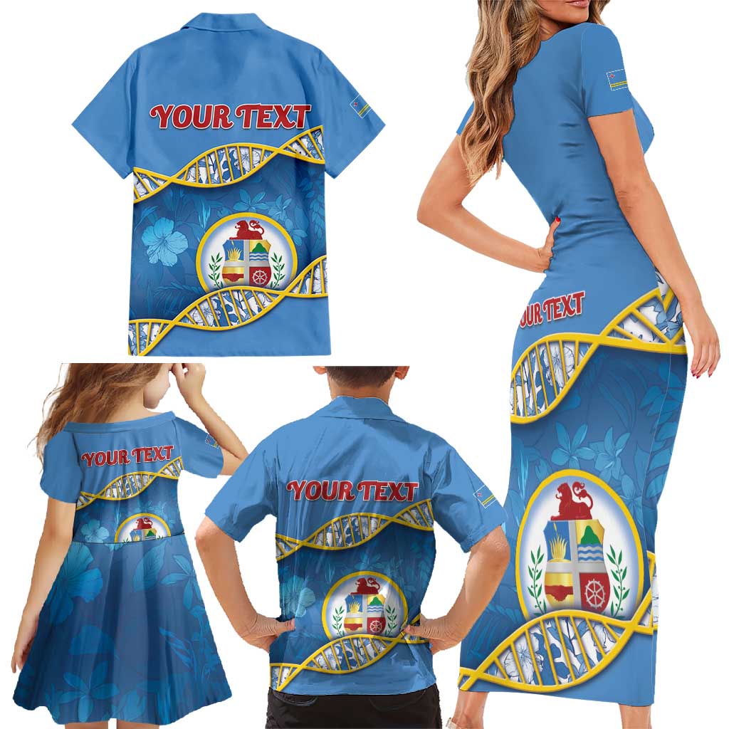 Personalized Aruba Is In My DNA Family Matching Short Sleeve Bodycon Dress and Hawaiian Shirt - Wonder Print Shop