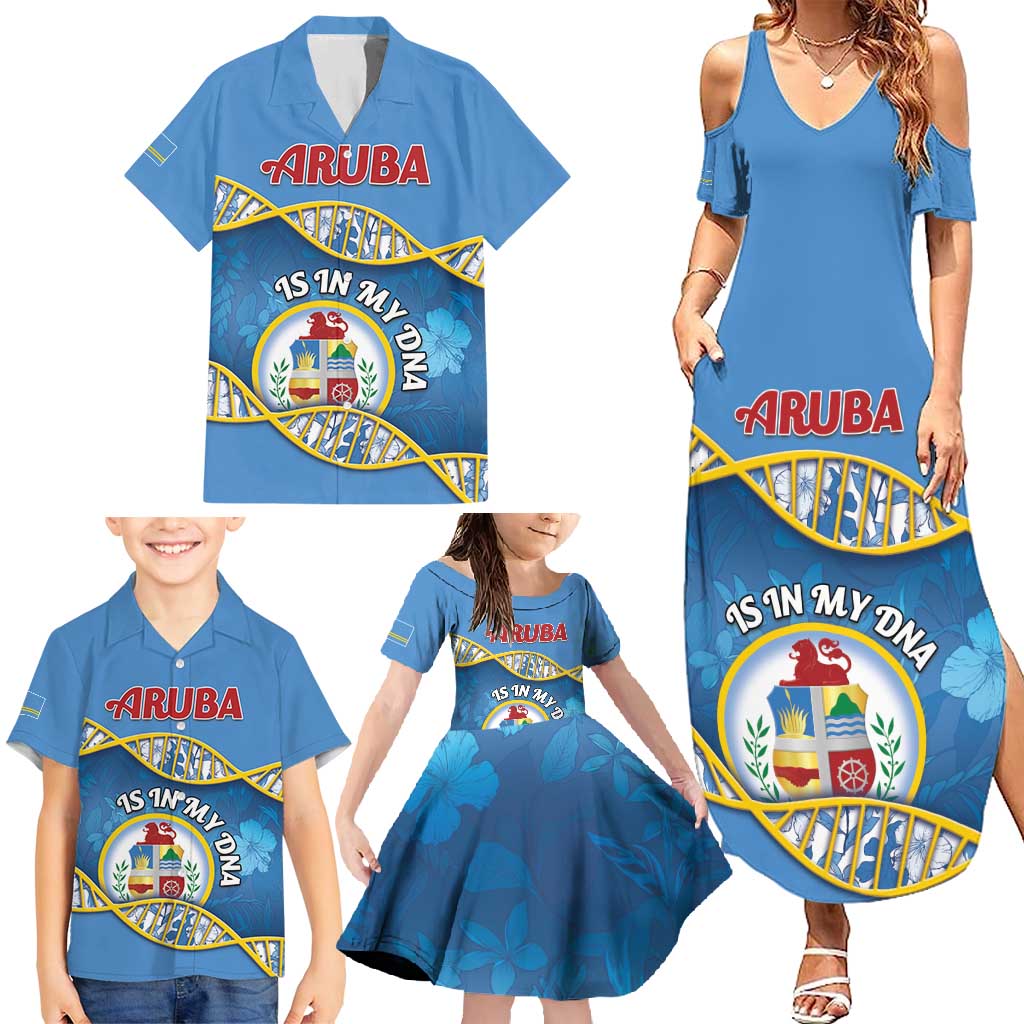 Personalized Aruba Is In My DNA Family Matching Summer Maxi Dress and Hawaiian Shirt - Wonder Print Shop