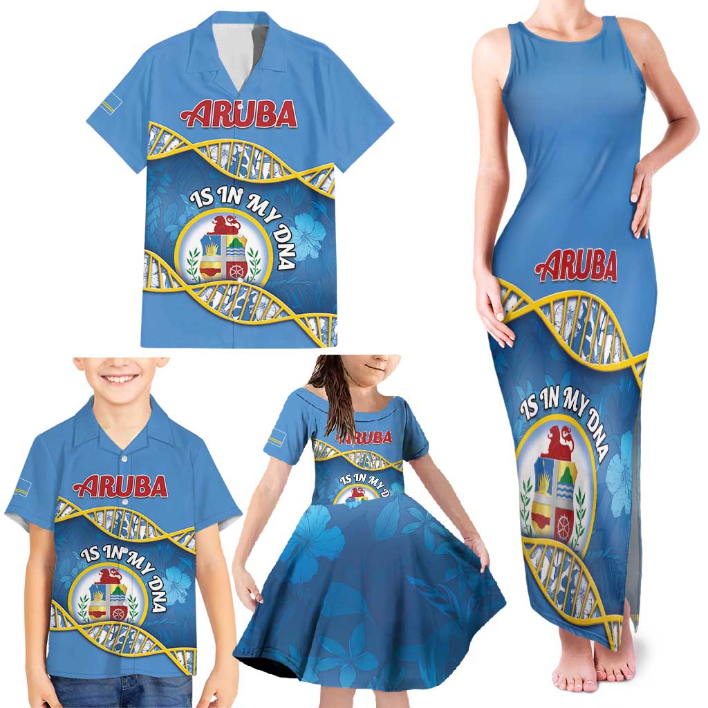 Personalized Aruba Is In My DNA Family Matching Tank Maxi Dress and Hawaiian Shirt - Wonder Print Shop