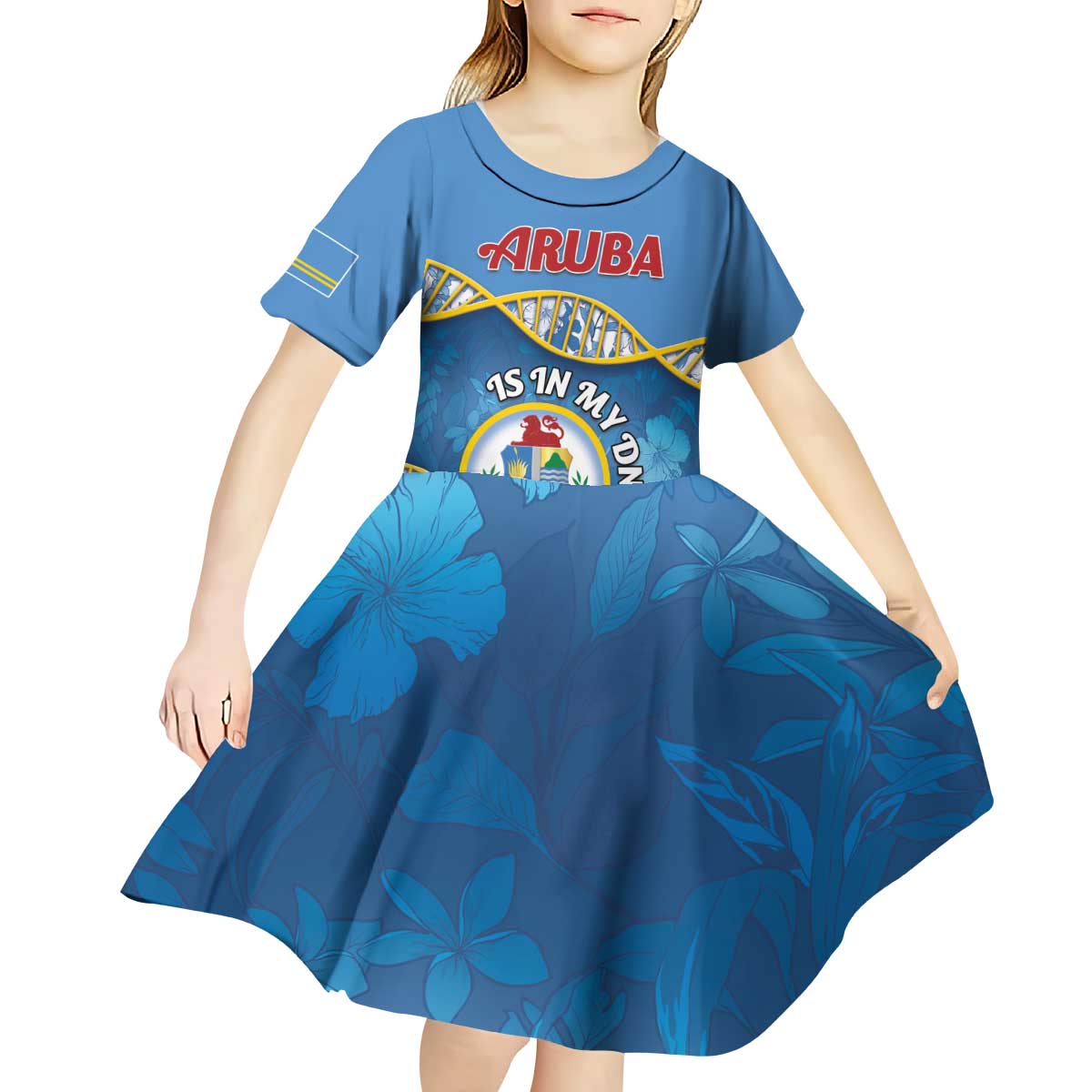 Personalized Aruba Is In My DNA Kid Short Sleeve Dress - Wonder Print Shop