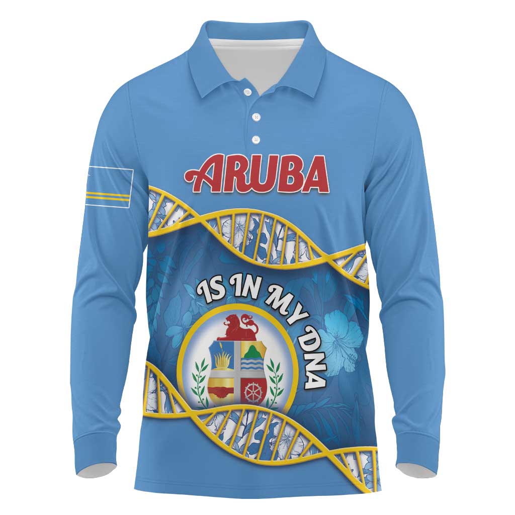Personalized Aruba Is In My DNA Long Sleeve Polo Shirt - Wonder Print Shop
