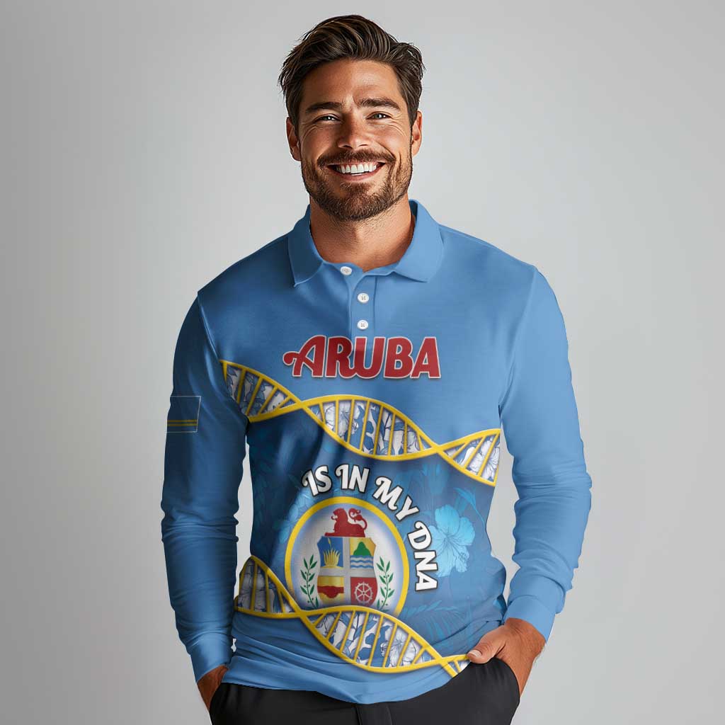 Personalized Aruba Is In My DNA Long Sleeve Polo Shirt - Wonder Print Shop