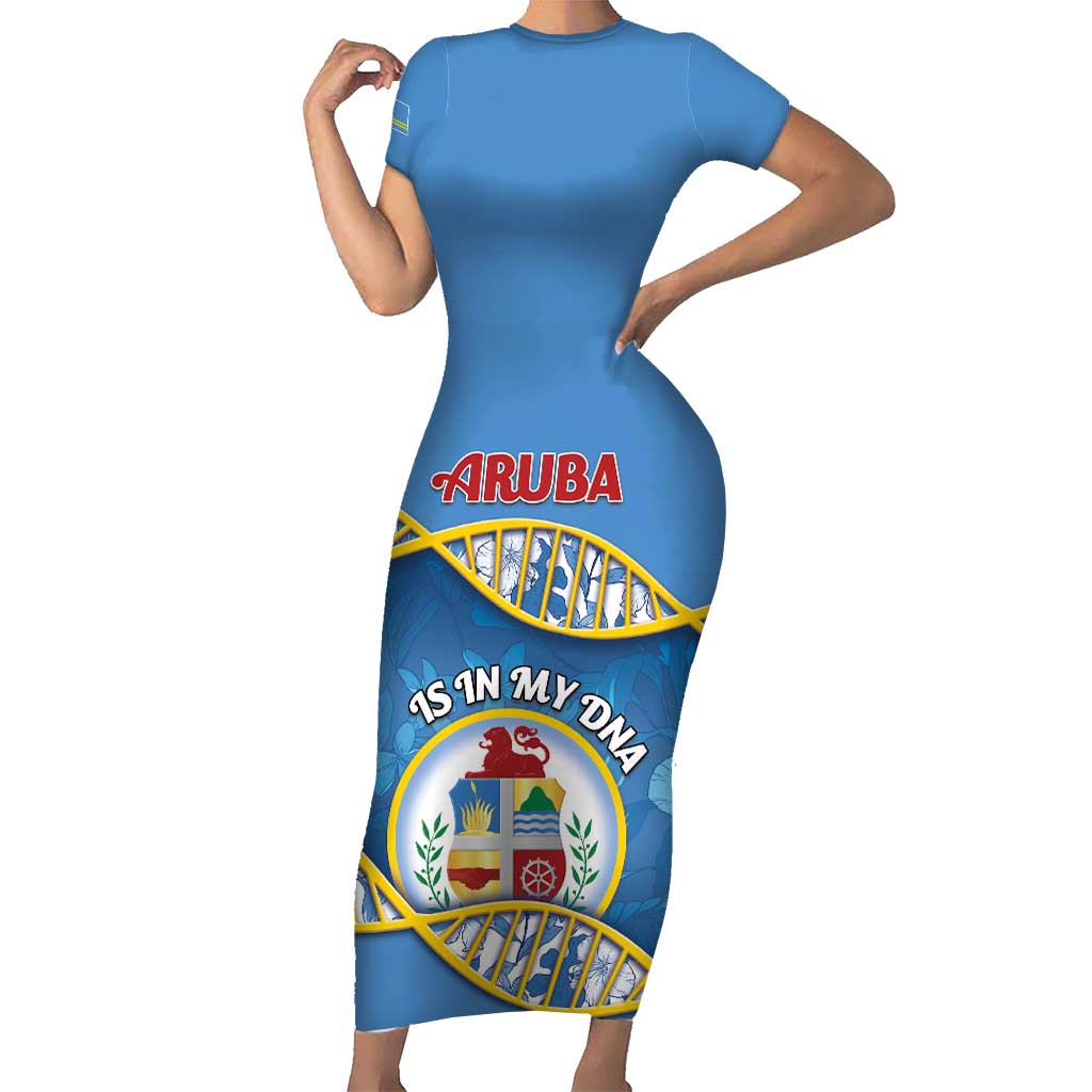 Personalized Aruba Is In My DNA Short Sleeve Bodycon Dress - Wonder Print Shop