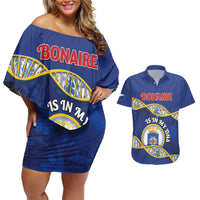 Personalized Bonaire Is In My DNA Couples Matching Off Shoulder Short Dress and Hawaiian Shirt - Wonder Print Shop