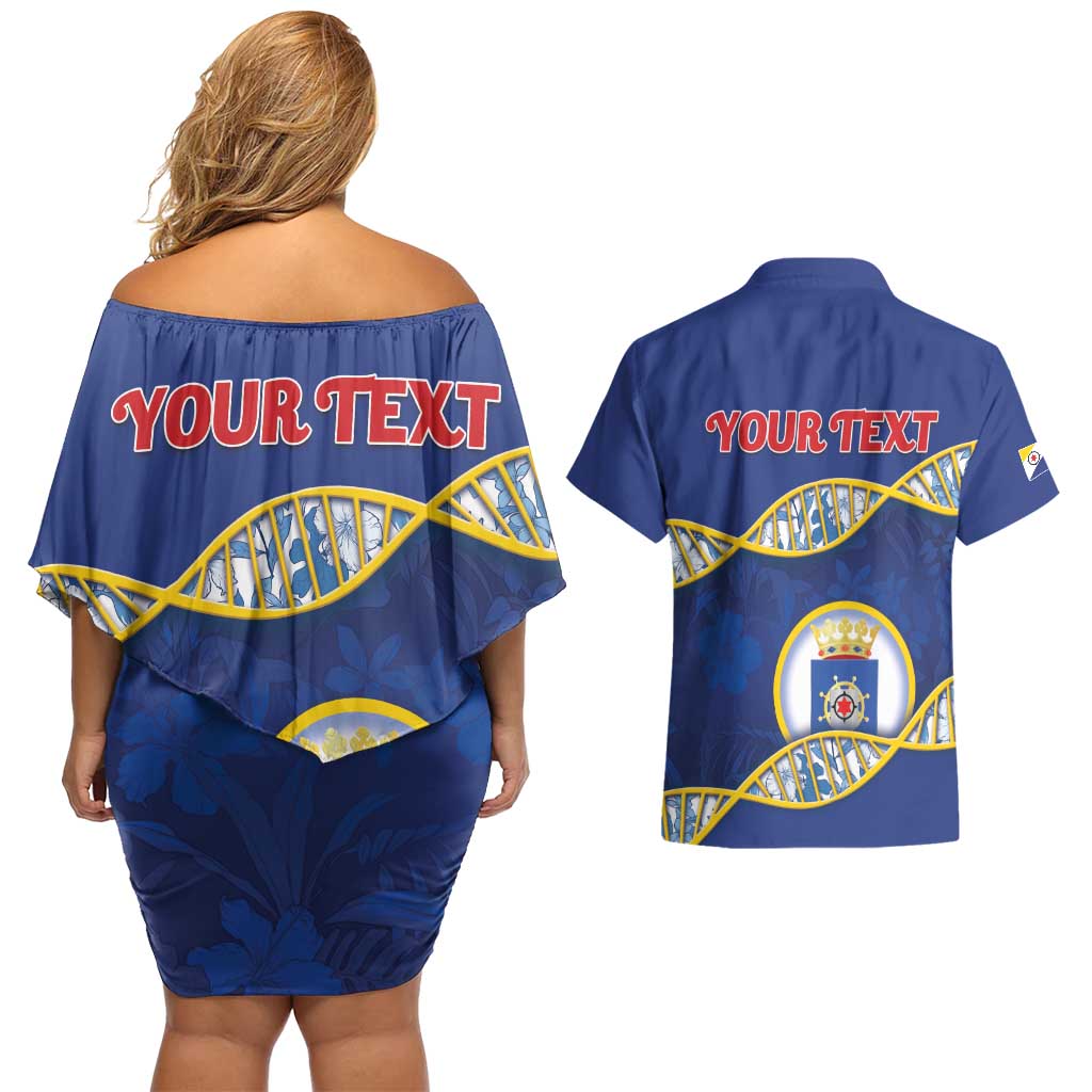 Personalized Bonaire Is In My DNA Couples Matching Off Shoulder Short Dress and Hawaiian Shirt - Wonder Print Shop