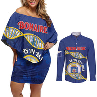 Personalized Bonaire Is In My DNA Couples Matching Off Shoulder Short Dress and Long Sleeve Button Shirt - Wonder Print Shop