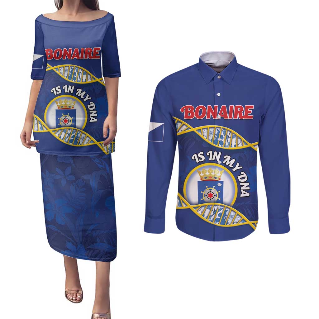 Personalized Bonaire Is In My DNA Couples Matching Puletasi and Long Sleeve Button Shirt - Wonder Print Shop