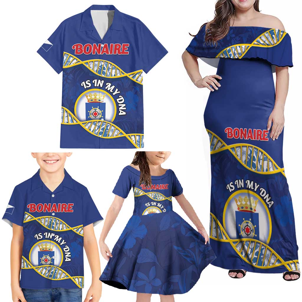 Personalized Bonaire Is In My DNA Family Matching Off Shoulder Maxi Dress and Hawaiian Shirt - Wonder Print Shop