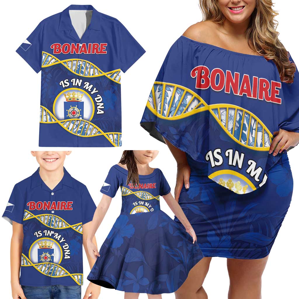 Personalized Bonaire Is In My DNA Family Matching Off Shoulder Short Dress and Hawaiian Shirt - Wonder Print Shop