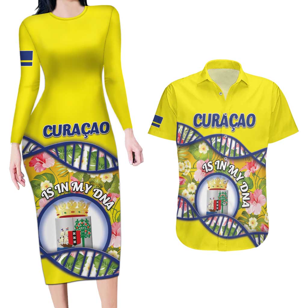 Personalized Curacao Is In My DNA Couples Matching Long Sleeve Bodycon Dress and Hawaiian Shirt - Wonder Print Shop