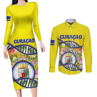 Personalized Curacao Is In My DNA Couples Matching Long Sleeve Bodycon Dress and Long Sleeve Button Shirt - Wonder Print Shop