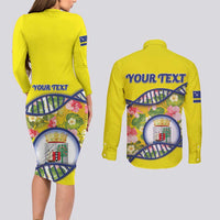 Personalized Curacao Is In My DNA Couples Matching Long Sleeve Bodycon Dress and Long Sleeve Button Shirt - Wonder Print Shop