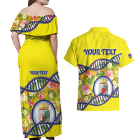 Personalized Curacao Is In My DNA Couples Matching Off Shoulder Maxi Dress and Hawaiian Shirt - Wonder Print Shop