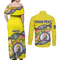Personalized Curacao Is In My DNA Couples Matching Off Shoulder Maxi Dress and Long Sleeve Button Shirt - Wonder Print Shop