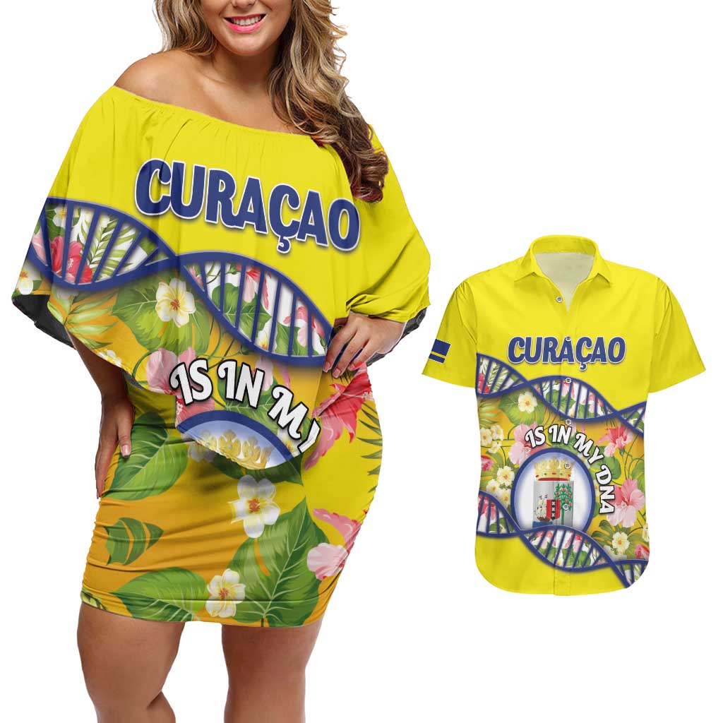 Personalized Curacao Is In My DNA Couples Matching Off Shoulder Short Dress and Hawaiian Shirt - Wonder Print Shop