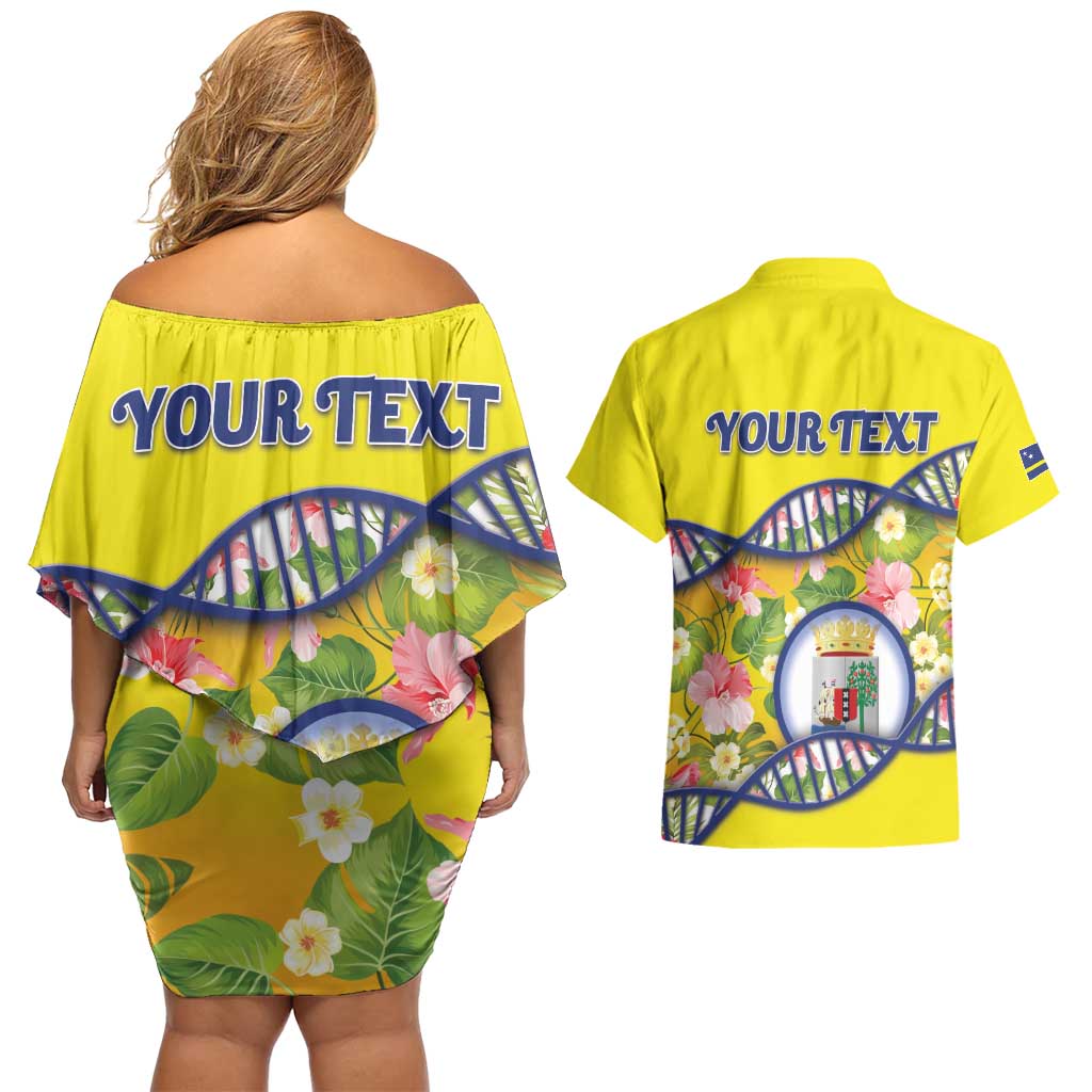 Personalized Curacao Is In My DNA Couples Matching Off Shoulder Short Dress and Hawaiian Shirt - Wonder Print Shop