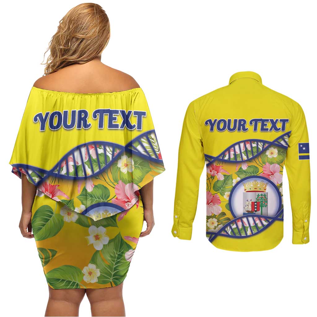 Personalized Curacao Is In My DNA Couples Matching Off Shoulder Short Dress and Long Sleeve Button Shirt - Wonder Print Shop