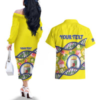 Personalized Curacao Is In My DNA Couples Matching Off The Shoulder Long Sleeve Dress and Hawaiian Shirt - Wonder Print Shop