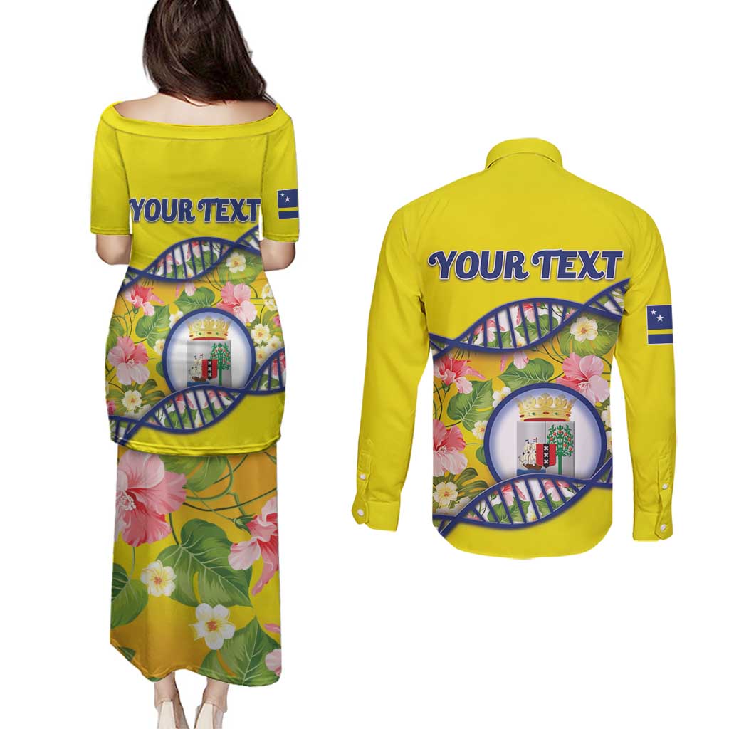 Personalized Curacao Is In My DNA Couples Matching Puletasi and Long Sleeve Button Shirt - Wonder Print Shop