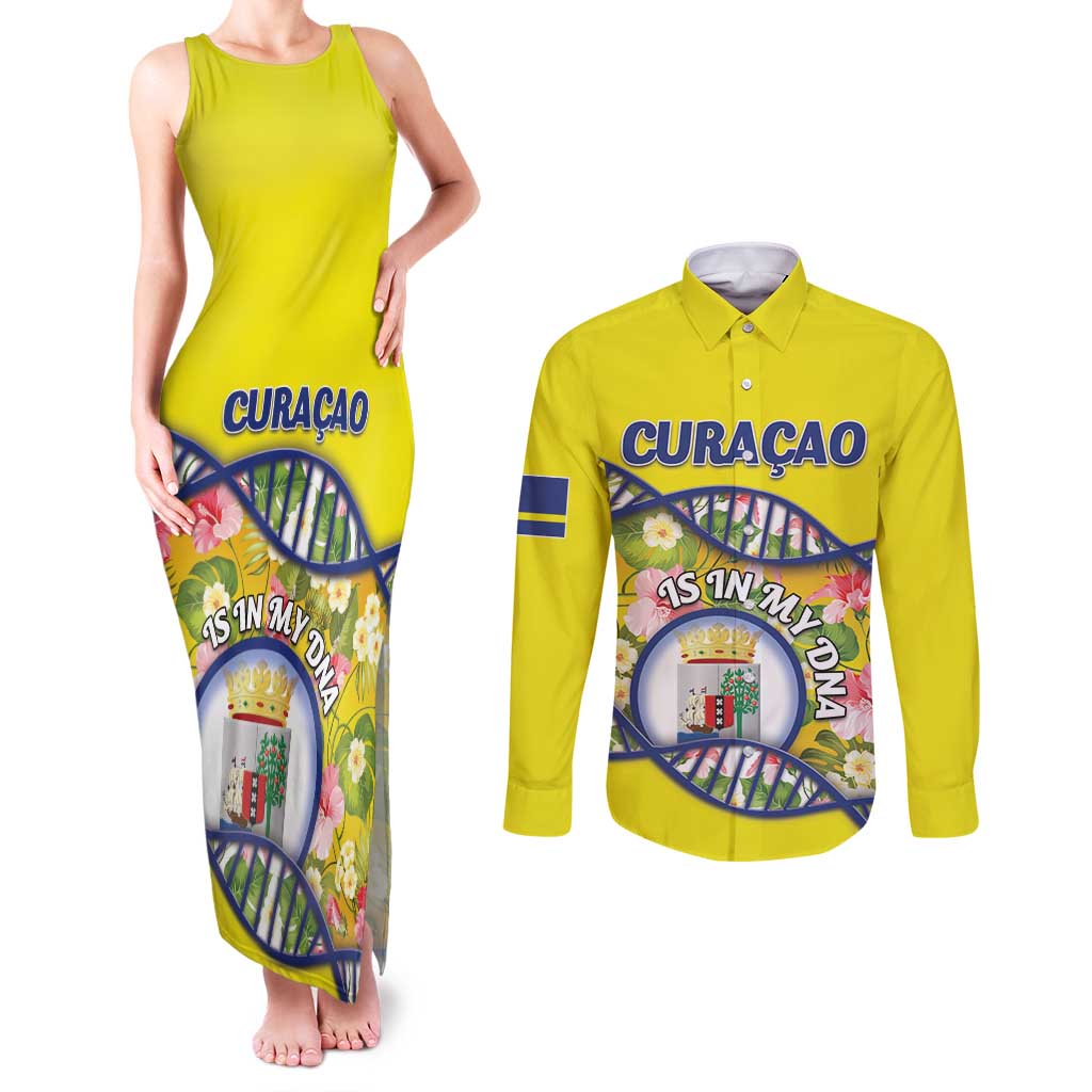 Personalized Curacao Is In My DNA Couples Matching Tank Maxi Dress and Long Sleeve Button Shirt - Wonder Print Shop