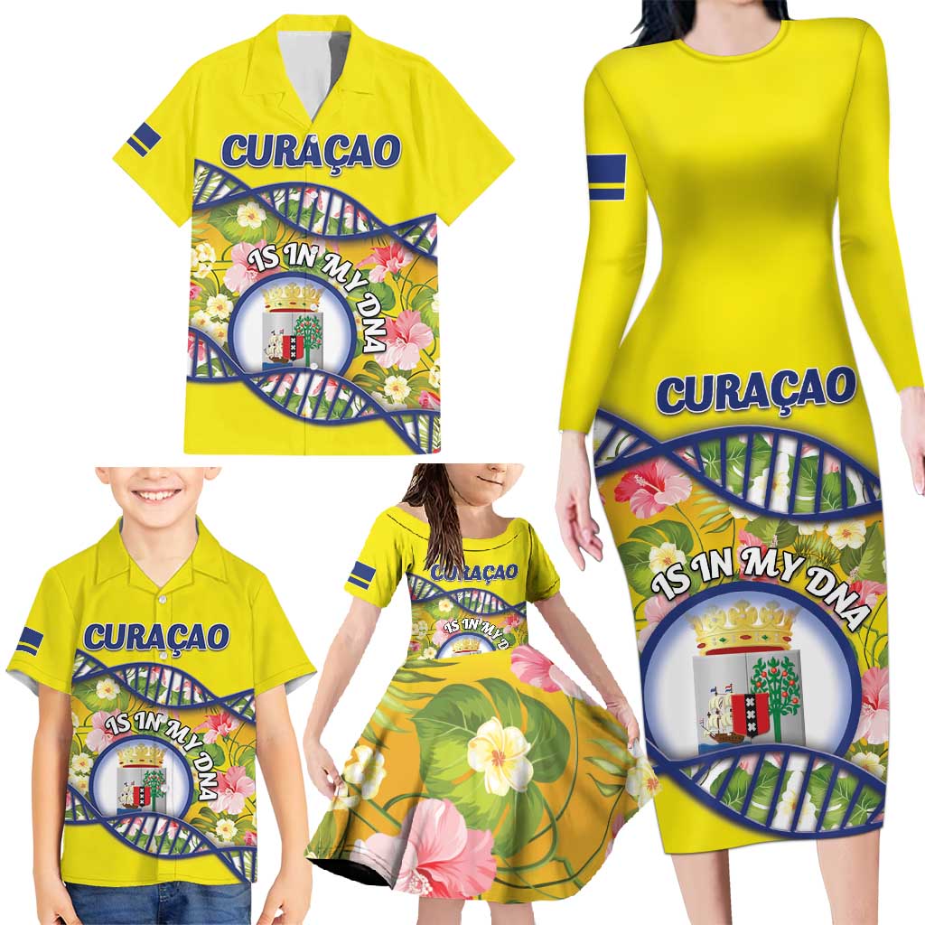 Personalized Curacao Is In My DNA Family Matching Long Sleeve Bodycon Dress and Hawaiian Shirt - Wonder Print Shop