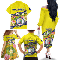 Personalized Curacao Is In My DNA Family Matching Off The Shoulder Long Sleeve Dress and Hawaiian Shirt - Wonder Print Shop