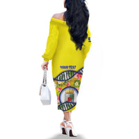Personalized Curacao Is In My DNA Family Matching Off The Shoulder Long Sleeve Dress and Hawaiian Shirt - Wonder Print Shop
