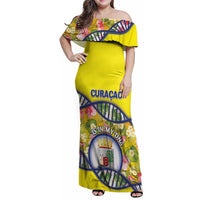 Personalized Curacao Is In My DNA Family Matching Off Shoulder Maxi Dress and Hawaiian Shirt - Wonder Print Shop