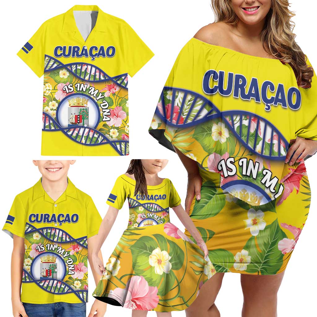 Personalized Curacao Is In My DNA Family Matching Off Shoulder Short Dress and Hawaiian Shirt - Wonder Print Shop