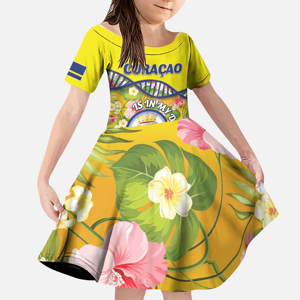 Personalized Curacao Is In My DNA Kid Short Sleeve Dress - Wonder Print Shop