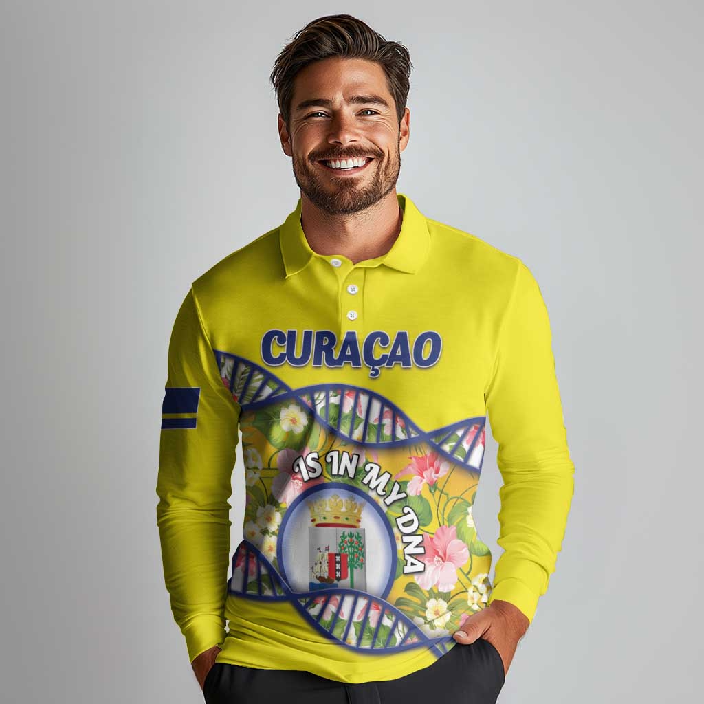 Personalized Curacao Is In My DNA Long Sleeve Polo Shirt - Wonder Print Shop